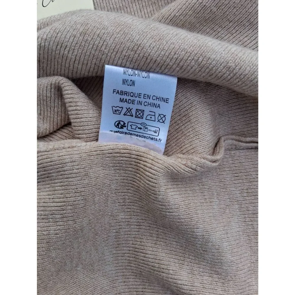 Easy clothes womens medium asymmetric off shoulder sweater tan nylon viscose